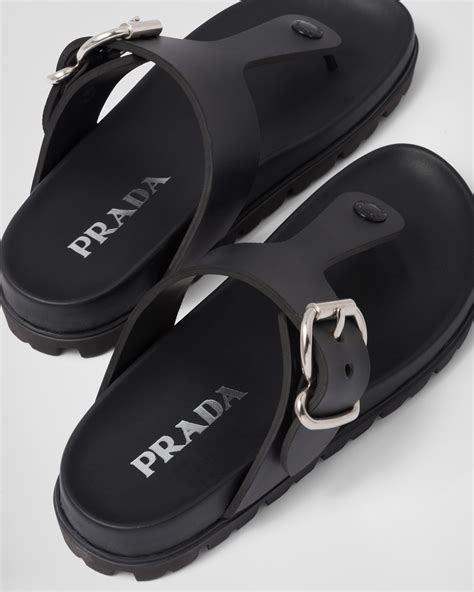 prada womens rubber flip flops|Prada fluffy slides.